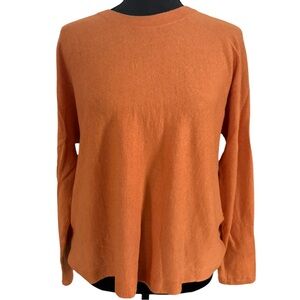 Eileen Fisher Burnt Orange Organic Linen Lightweight Knit Long Sleeve Top